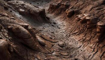 Rough sandstone cliff eroded by water, a beauty in nature generated by AI photo