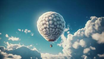 Hot air balloon competition shapes the landscape high up generated by AI photo
