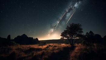 Tranquil scene Majestic Milky Way illuminates star field in nature beauty generated by AI photo