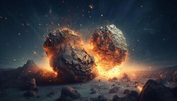 Exploring the deep galaxy, a mysterious landscape of abstract nature generated by AI photo