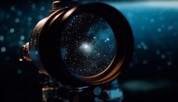 mirando mediante el mano retenida telescopio, descubriendo el brillante nebulosa generado por ai foto