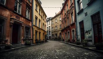 The old Gothic building facade in the residential district vanishes generated by AI photo