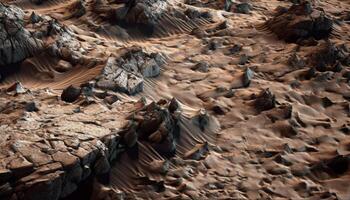 Eroded sandstone creates abstract patterns in extreme terrain beauty generated by AI photo