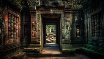 Ancient ruins of Angkor, a famous Khmer monument of spirituality generated by AI photo