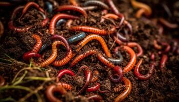 A slimy millipede crawls up a wet leaf in nature generated by AI photo