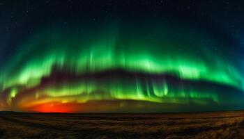 Nature majestic beauty illuminated by vibrant star trails in space generated by AI photo