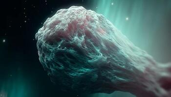resumen cáncer célula magnificado en submarino azul, revelador molecular estructura generado por ai foto