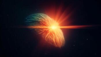 Exploding fireball igniting vibrant colors in abstract galaxy constellation wallpaper generated by AI photo