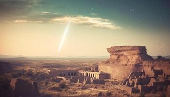 Majestic sandstone cliffs eroded by time, a beauty in nature generated by AI photo