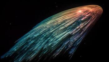 Futuristic underwater design illuminates glowing multi colored nebula in deep space generated by AI photo