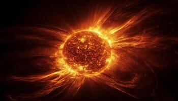 galáctico esfera ardiendo con ardiente resumen patrones, un futurista infierno generado por ai foto