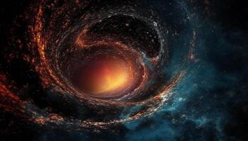 Abstract galaxy explodes in deep space, surreal creation of nature generated by AI photo