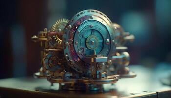 Metallic machinery turning with precision in an automated workshop generated by AI photo