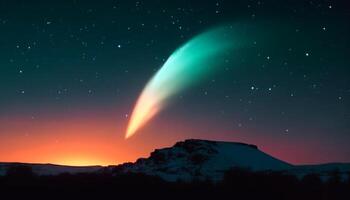 The Milky Way illuminates the night sky, a majestic landscape generated by AI photo