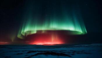 Galactic mystery illuminated by glowing star field in winter landscape generated by AI photo