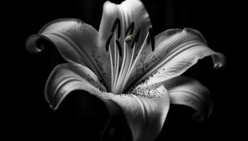 Freshness and fragility of a single daisy in monochrome beauty generated by AI photo