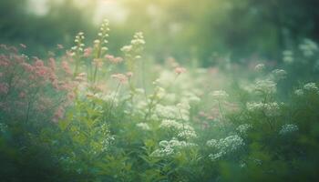 Fresh wildflowers bloom in tranquil meadow, a colorful springtime scene generated by AI photo