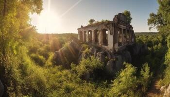 The ancient ruins of a famous monument, a spiritual adventure generated by AI photo