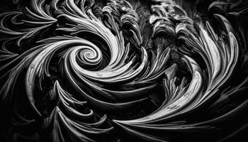 Digitally generated abstract swirl pattern creates futuristic monochrome wallpaper design generated by AI photo