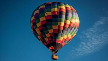 deslizamiento alto arriba en un multi de colores caliente aire globo aventuras generado por ai foto