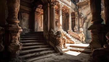 Ancient ruins of a famous Christian monument, a spiritual staircase generated by AI photo