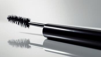 Sharp metallic mascara, a beauty tool for glamorous eyes generated by AI photo