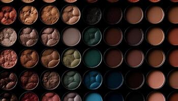 Vibrant colors in a multi colored eyeshadow palette for creative beauty generated by AI photo