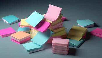 Sticky reminder Ideas for business communication on multi colored adhesive notes generated by AI photo