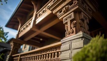 The ornate balcony railing showcases the elegance of ancient architecture generated by AI photo