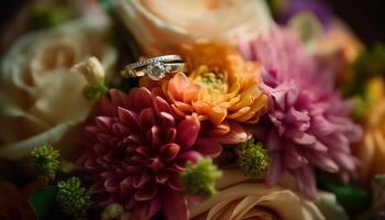 The bride bouquet, a symbol of love and togetherness generated by AI photo