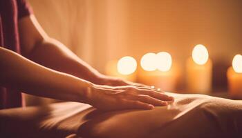 relajante spa tratamiento mujer disfrutar mimos masaje terapia adentro generado por ai foto