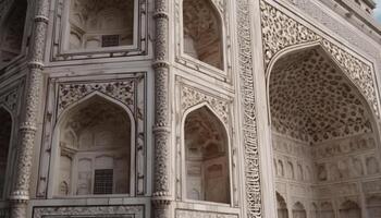 The majestic Taj Mahal, an ornate mausoleum of ancient beauty generated by AI photo