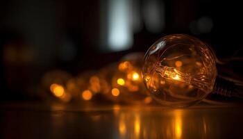 A glowing glass of whiskey reflects the bright celebration night generated by AI photo