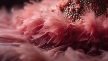 The fluffy pink feather is a single object of beauty generated by AI photo