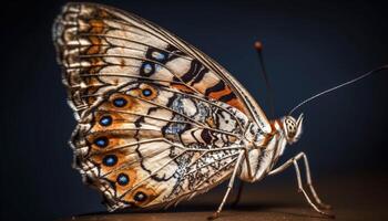 The fragile beauty of a multi colored butterfly in nature macro generated by AI photo