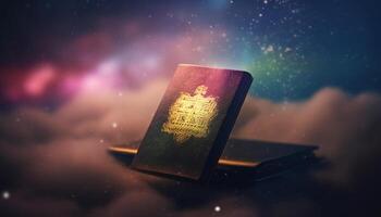 Reading the Bible under the Milky Way A spiritual journey generated by AI photo