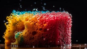 Fresh fruit drops into clean glass, reflecting vibrant colors generated by AI photo