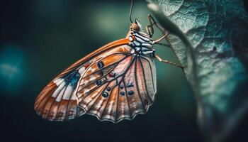 The fragile beauty of a multi colored butterfly in nature macro generated by AI photo