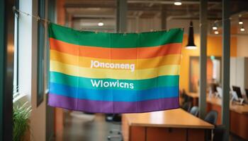 Rainbow flag symbolizes togetherness, respect, and celebration of diversity generated by AI photo