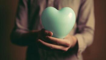 Love symbolized by heart shape, holding hands in celebration of togetherness generated by AI photo