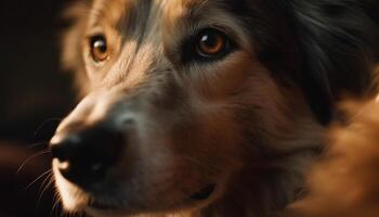 Cute puppy loyalty shines through in fluffy headshot portrait generated by AI photo