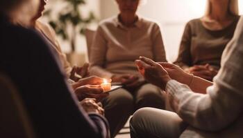 A group of friends sitting on a sofa, enjoying togetherness generated by AI photo