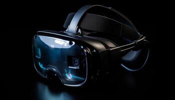 Immerse in futuristic virtual reality with wireless headset and eyewear generated by AI photo