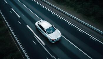 en el mover, conducción mediante ciudad vida en múltiple carril carreteras generado por ai foto