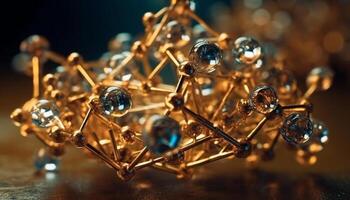 Molecular structure shapes futuristic business ideas for global communications team generated by AI photo