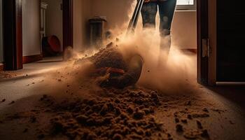 One person, an adult, prepares food with equipment indoors generated by AI photo