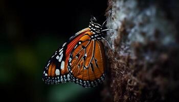 The spotted monarch butterfly beauty in nature is captivating generated by AI photo