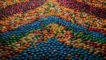 A vibrant sphere of candy in a large heap, fun generated by AI photo
