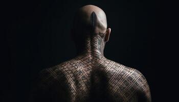 A spiritual man meditates, seeking identity and creativity through pain generated by AI photo