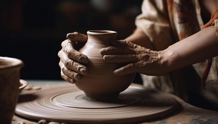 A skilled artisan is meticulously molding clay on a pottery wheel with  exceptional expertise. 28715140 Stock Photo at Vecteezy